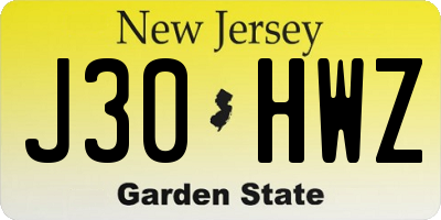 NJ license plate J30HWZ