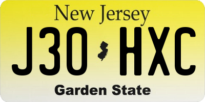 NJ license plate J30HXC