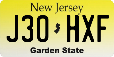 NJ license plate J30HXF