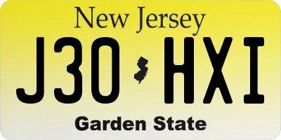 NJ license plate J30HXI