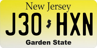 NJ license plate J30HXN