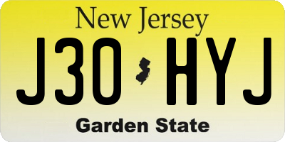 NJ license plate J30HYJ