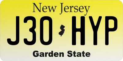NJ license plate J30HYP