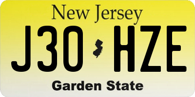 NJ license plate J30HZE