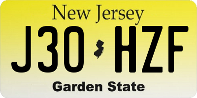 NJ license plate J30HZF