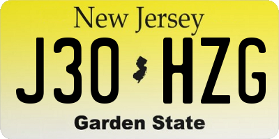 NJ license plate J30HZG