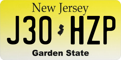 NJ license plate J30HZP