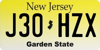NJ license plate J30HZX