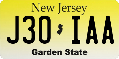 NJ license plate J30IAA