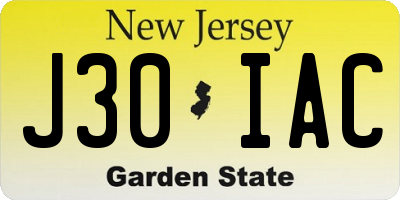 NJ license plate J30IAC