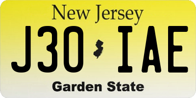 NJ license plate J30IAE