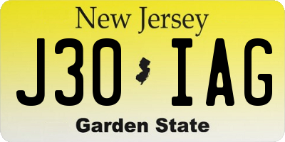NJ license plate J30IAG