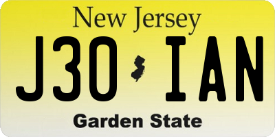 NJ license plate J30IAN