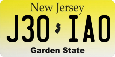 NJ license plate J30IAO