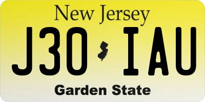 NJ license plate J30IAU