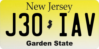 NJ license plate J30IAV