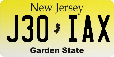NJ license plate J30IAX