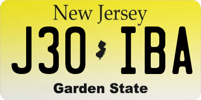 NJ license plate J30IBA