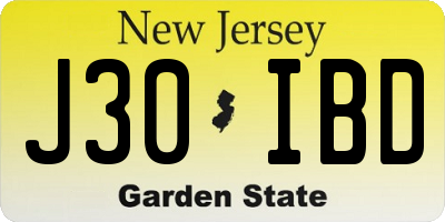 NJ license plate J30IBD
