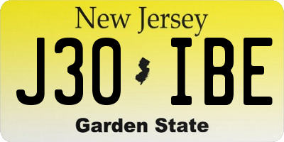 NJ license plate J30IBE