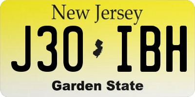 NJ license plate J30IBH