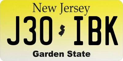 NJ license plate J30IBK