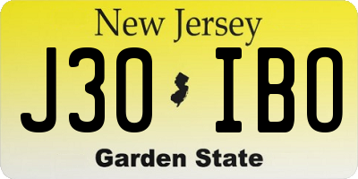 NJ license plate J30IBO