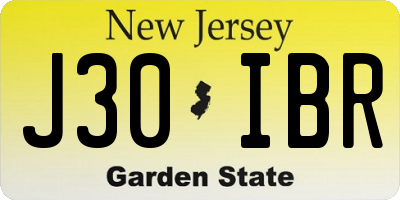 NJ license plate J30IBR