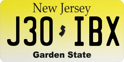 NJ license plate J30IBX