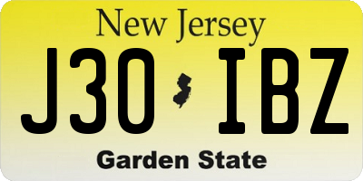 NJ license plate J30IBZ