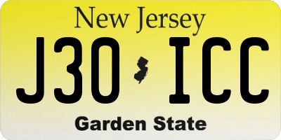 NJ license plate J30ICC