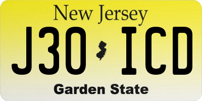 NJ license plate J30ICD
