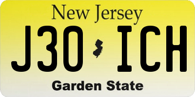 NJ license plate J30ICH