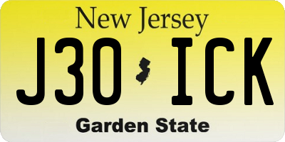 NJ license plate J30ICK