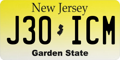 NJ license plate J30ICM