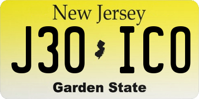 NJ license plate J30ICO