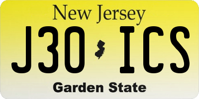 NJ license plate J30ICS