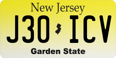 NJ license plate J30ICV