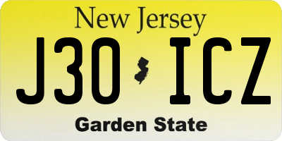 NJ license plate J30ICZ