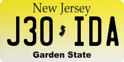 NJ license plate J30IDA