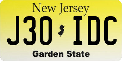 NJ license plate J30IDC