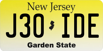 NJ license plate J30IDE