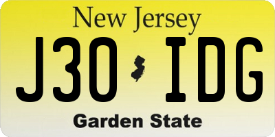 NJ license plate J30IDG