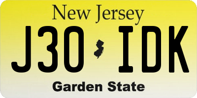 NJ license plate J30IDK