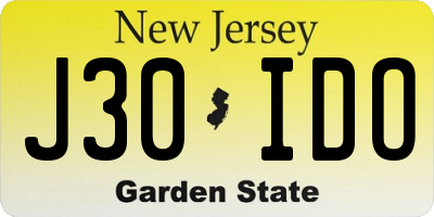 NJ license plate J30IDO