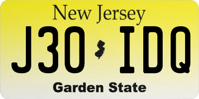 NJ license plate J30IDQ