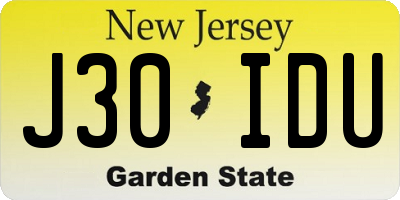 NJ license plate J30IDU