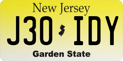 NJ license plate J30IDY