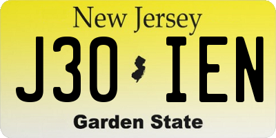 NJ license plate J30IEN