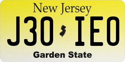 NJ license plate J30IEO